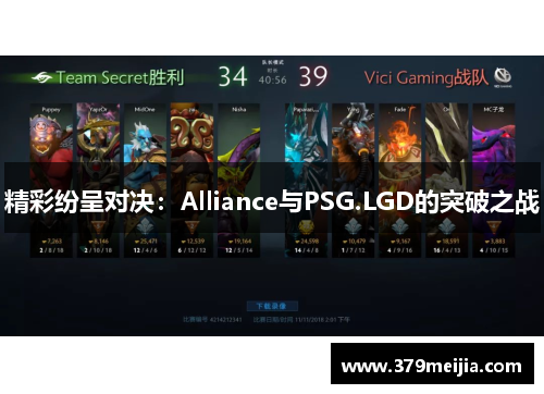 精彩纷呈对决：Alliance与PSG.LGD的突破之战